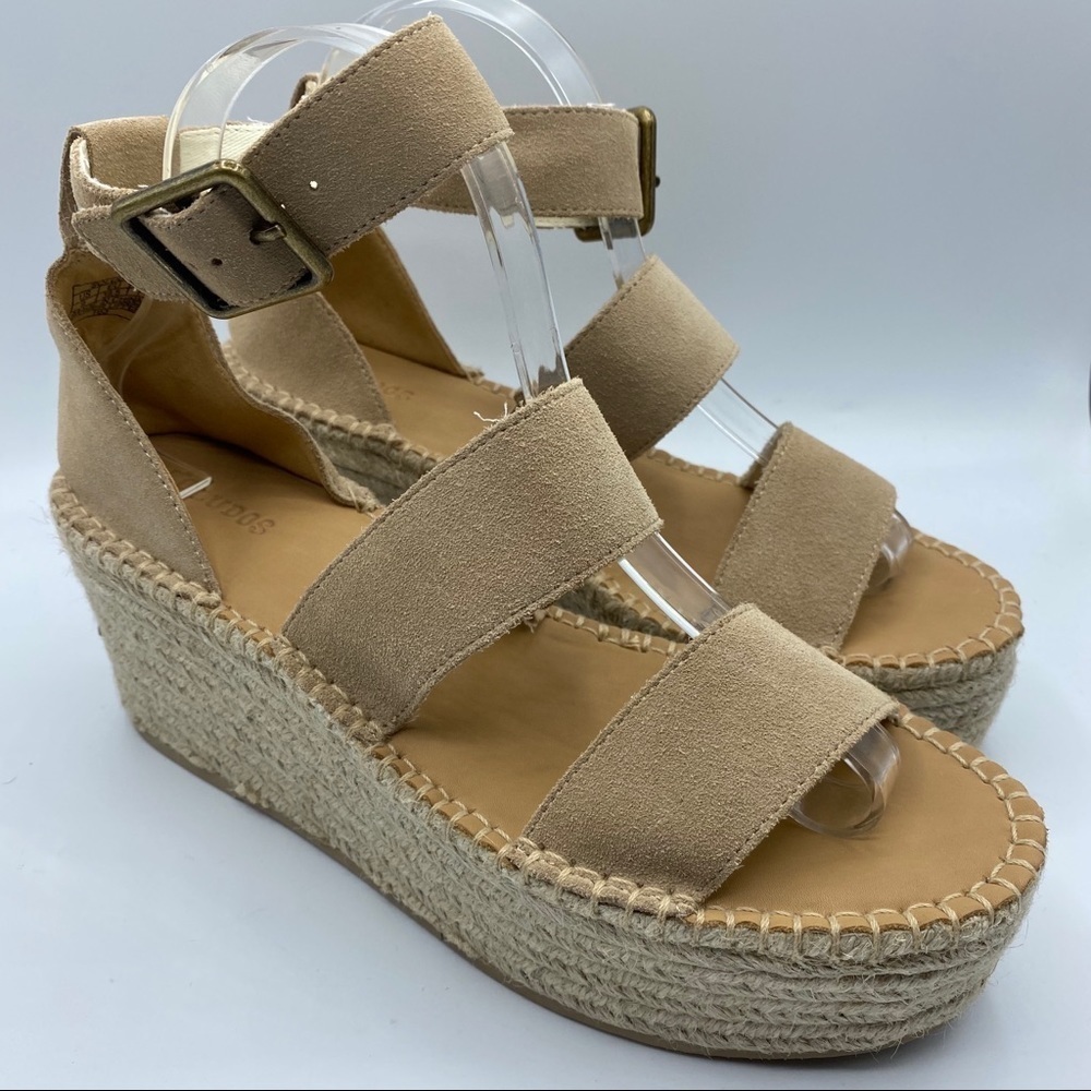 Soludos Argos Tan‎ Suede Platform wedges Ankle Strap - Picture 2 of 8